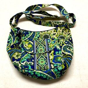 Vera Bradley Floral Blue & Green Quilted Cross Body Purse/Bag